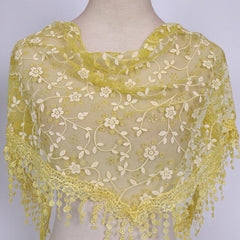 Floral Scarf Lace Hollow Out Solid Tassel Shawl Triangular Scarf