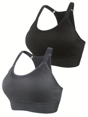 2 Pack Plus Size Seamless Racerback Sports Bras Set Women's Yoga Bralette