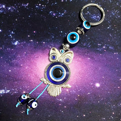 Evil Eye Owl Keychain Good Luck Metal Key Ring Evil Eye Hanging Decoration