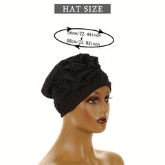 Beaded Turban Cap Headscarf Chemo Cap Elastic Bonnet