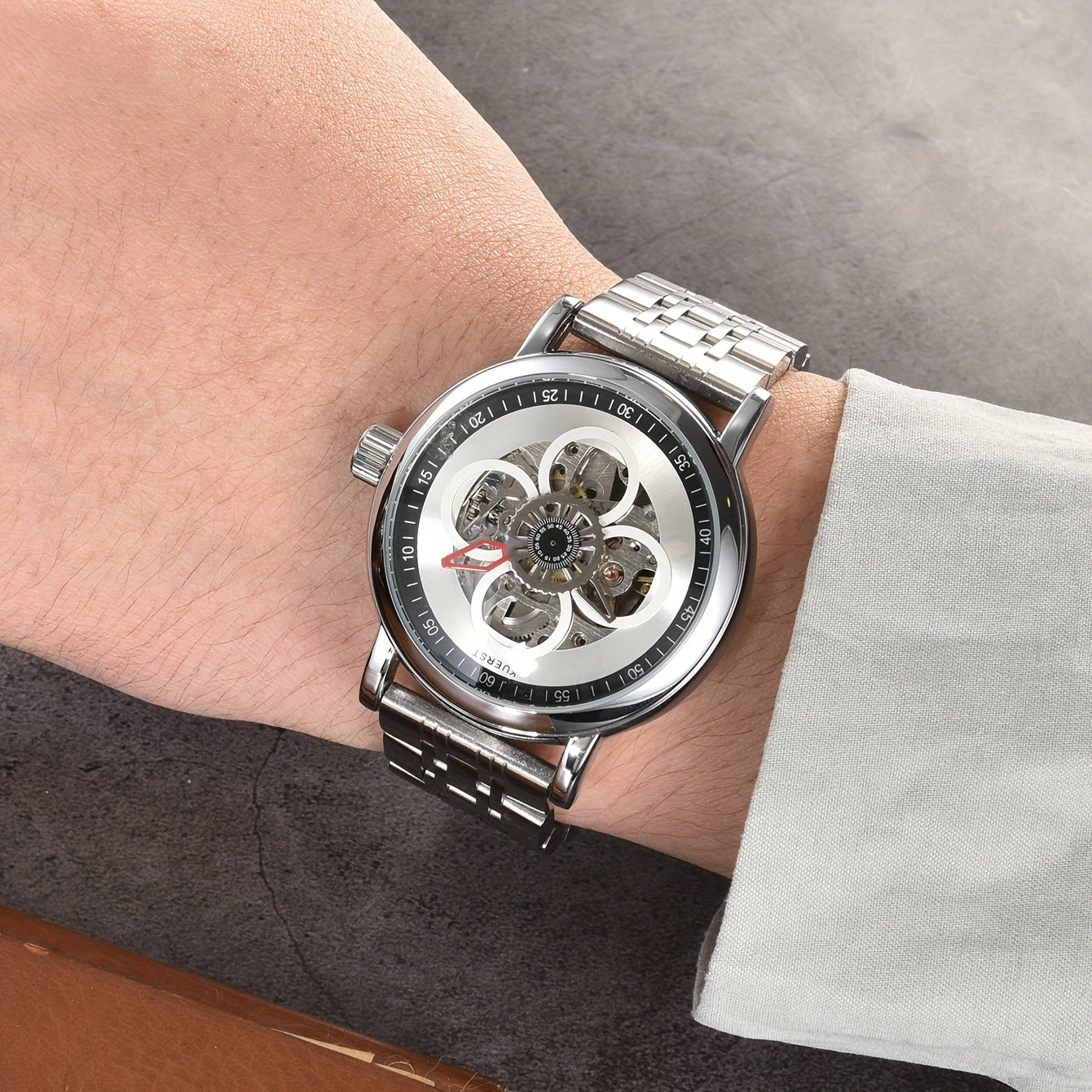 Teenager s Watch Men s Butterfly Double Button Steel Automatic Mechanical Watch