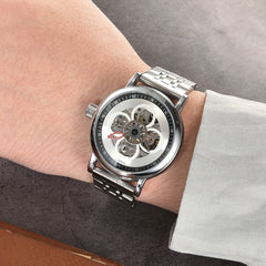 Teenager s Watch Men s Butterfly Double Button Steel Automatic Mechanical Watch