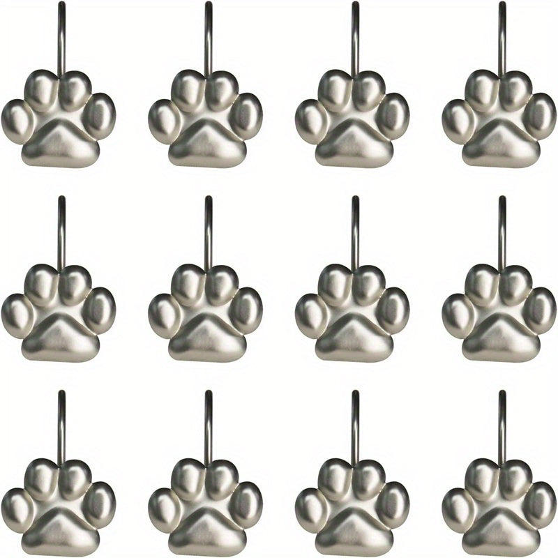 12pcs Paw Print Shower Curtain Hooks - Rust Proof and Fashionable