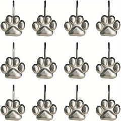 12pcs Paw Print Shower Curtain Hooks - Rust Proof and Fashionable