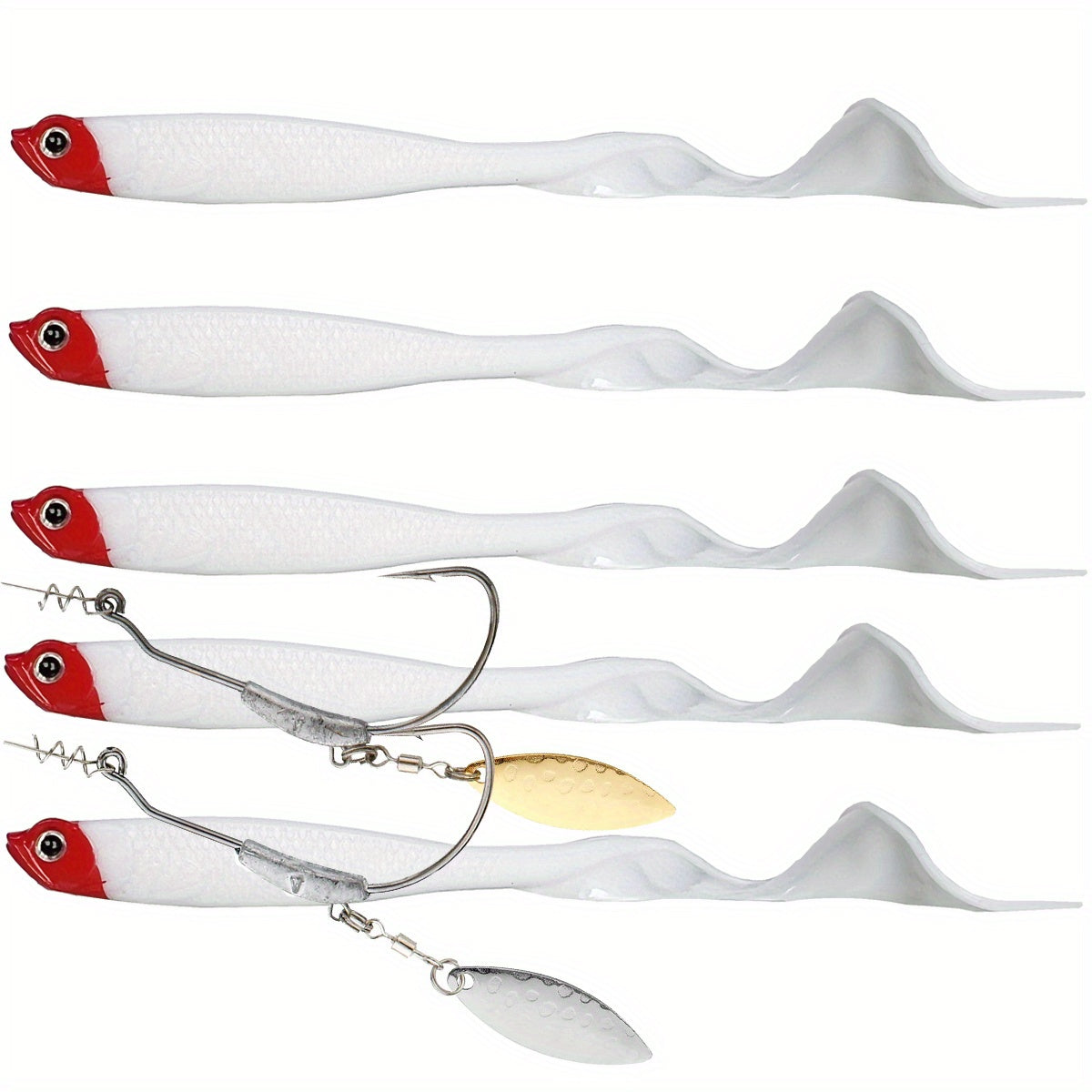 Bionic Soft Baits with Twister Tail for Fishing, 5pcs, Saltwater Freshwater