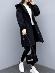 Drawstring Waist Hooded Jacket Women's Outerwear
