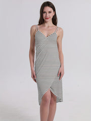 Striped Beach Cami Dress Sexy Holiday Backless Wrap Spaghetti Dress
