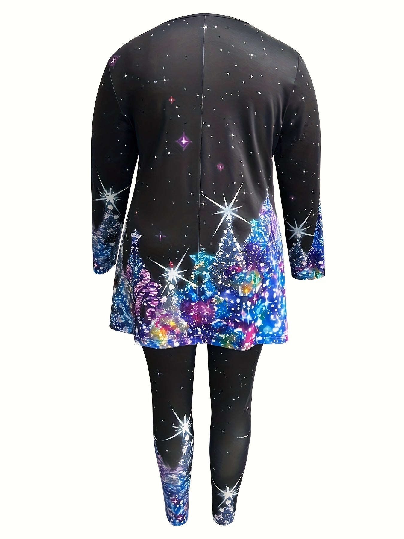  Glitter Starry Print Tee & Leggings Set