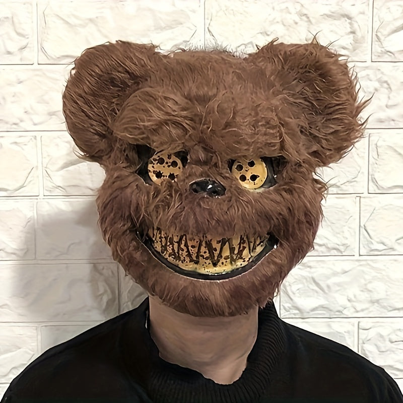 Terrifying Halloween Bear Mask Bloodied Plush Head Mask