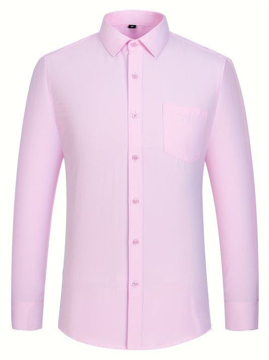 Men's Casual Long Sleeve Shirt with Chest Pocket
