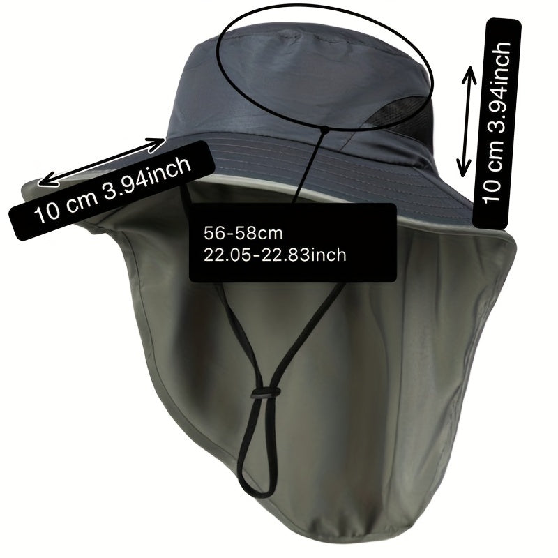 Men's Sun Hat with Face Shield UV Protection Large Brim Fisherman Hat