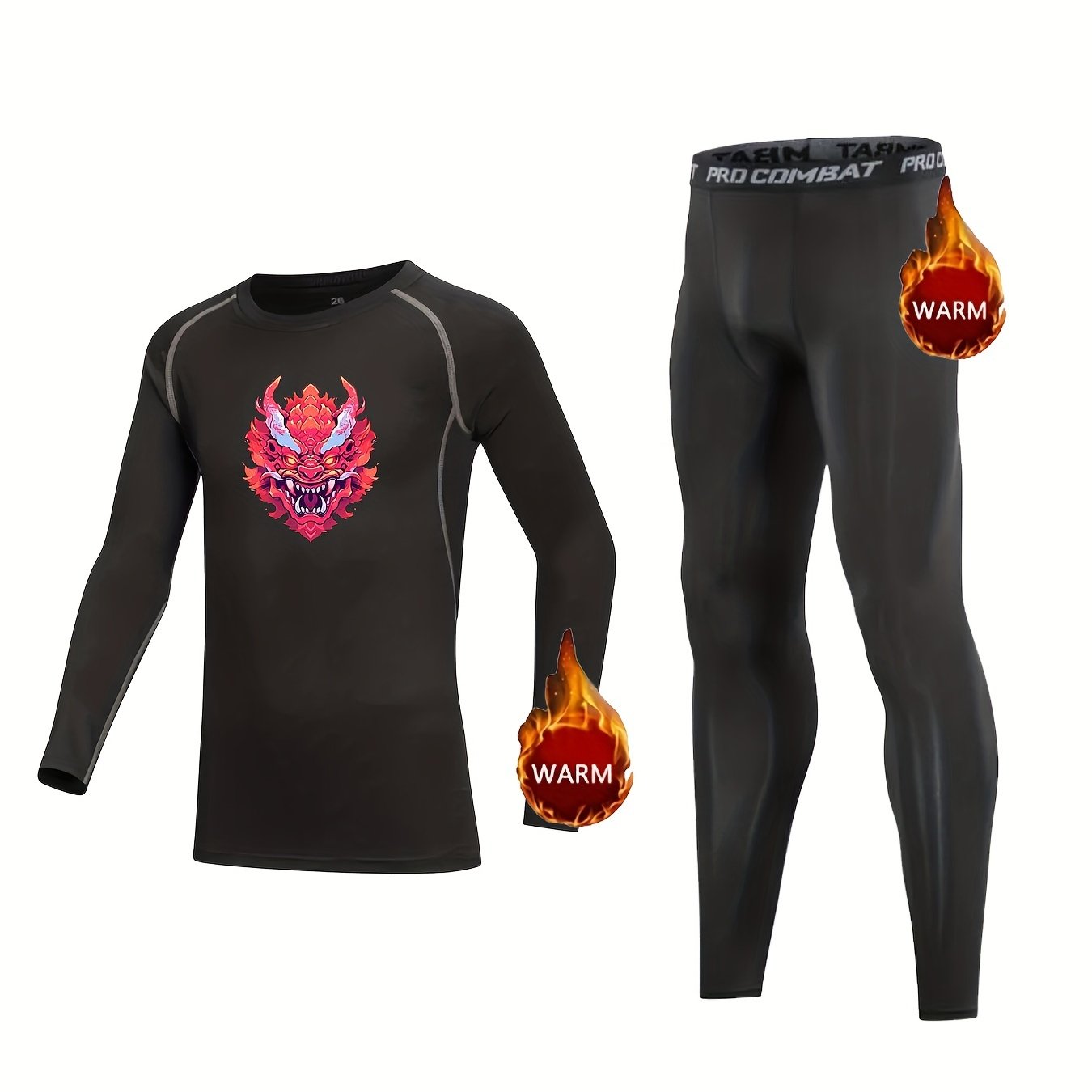 Kids Fleece Lined Dragon Totem Compression Set