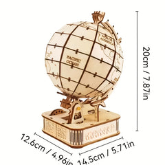 3D Wooden Globe Puzzle Set World Map Model Ocean Wonders Ideal Gift