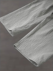  Solid Elastic Waist Straight Leg Pants