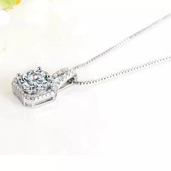 925 Silver Crystal Necklace Earrings Set Bridal Jewelry