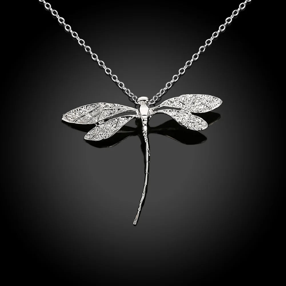 925 Silver Dragonfly Pendant Necklace for Women