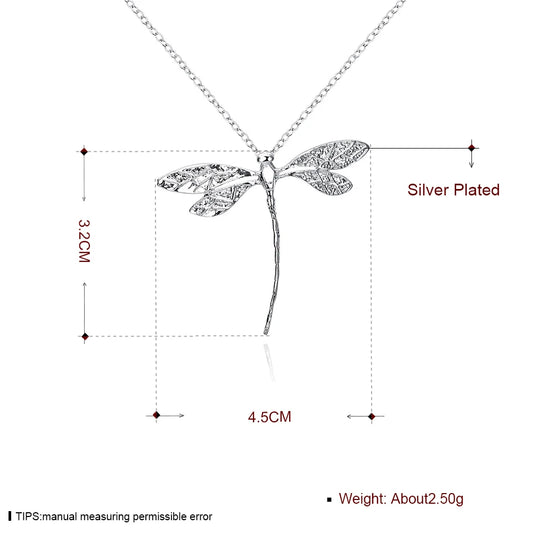 925 Silver Dragonfly Pendant Necklace for Women