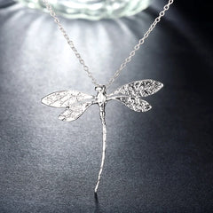 925 Silver Dragonfly Pendant Necklace for Women