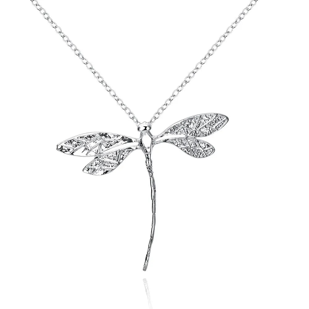 925 Silver Dragonfly Pendant Necklace for Women