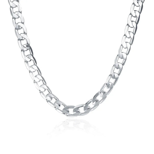 925 Silver Men's Necklace 12MM Cuban Chain 18-30 In