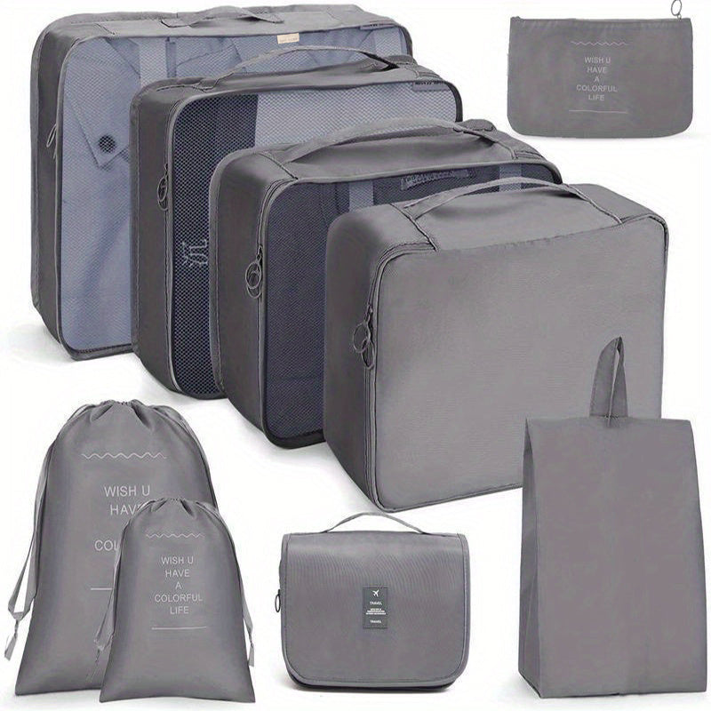 9 Pcs Lightweight Zipper Luggage Bags for Travel Organizers