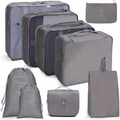 9 Pcs Lightweight Zipper Luggage Bags for Travel Organizers
