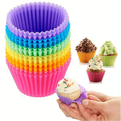 12pcs Reusable Silicone Baking Cups Multicolor Muffin Liners For Home Kitchen