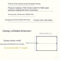 UV Protection Canopy Tent Waterproof Sun Shelters For Camping