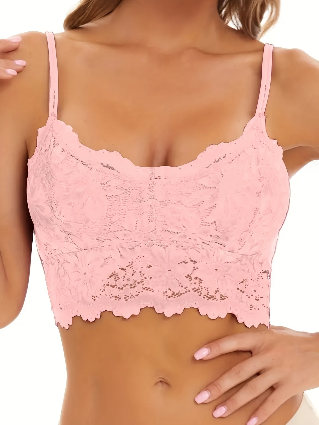 Lace Wireless Bralette Scallop Trim Lightweight Bra
