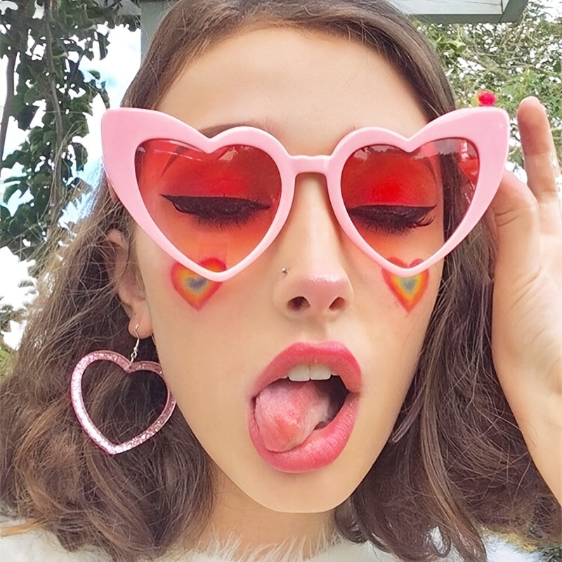 Heart Shaped Jelly Sunglasses Candy Peach Heart Y2K Cat Eye Women Sunglasses