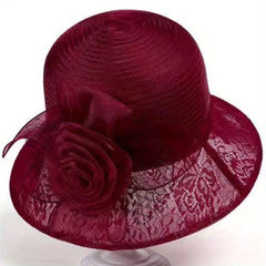 Breathable Organza Sun Hat with Flower Decor Mesh Bucket Hats