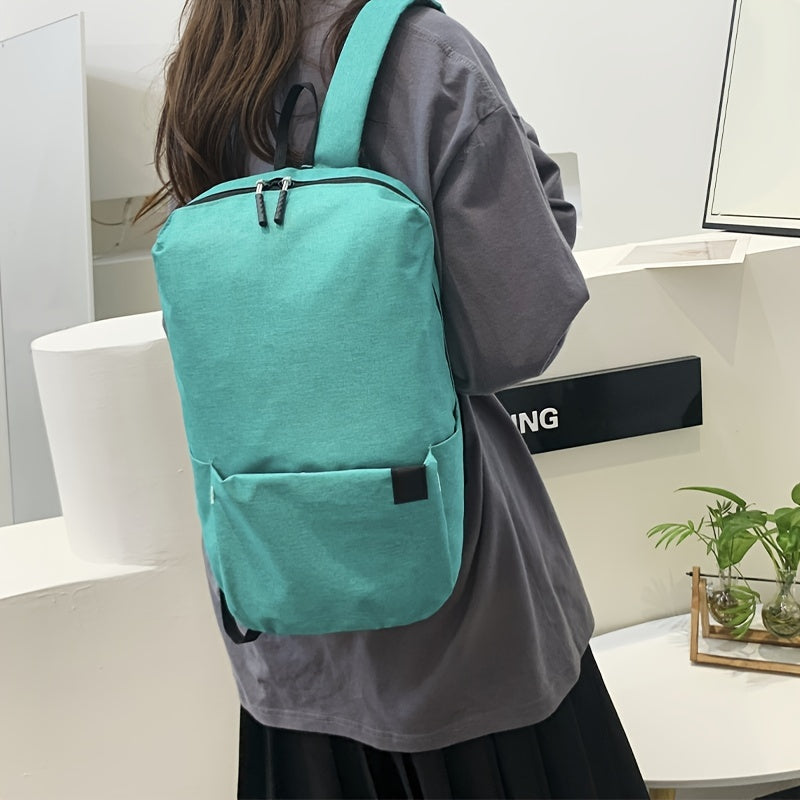 Lightweight Canvas Backpack Solid Daypack Casual Zipper Travel Bag