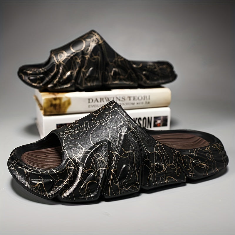 Men's Non Slip Platform Slides Comfortable Pillowy Slides