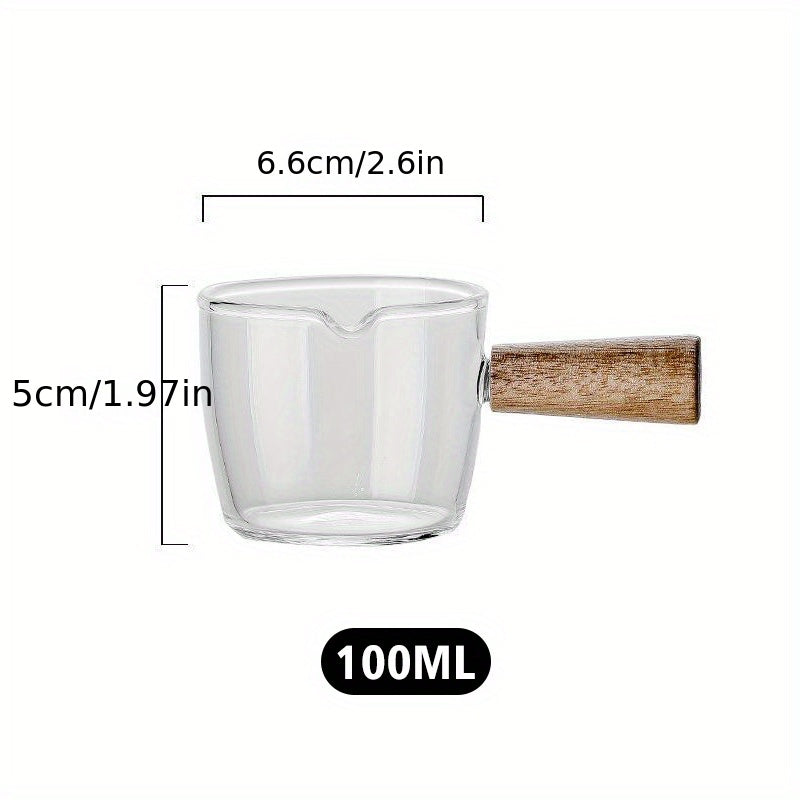 Wooden Handle Glass Milk Tea Cup Mini Salad Cup Coffee Plus Milk Cup