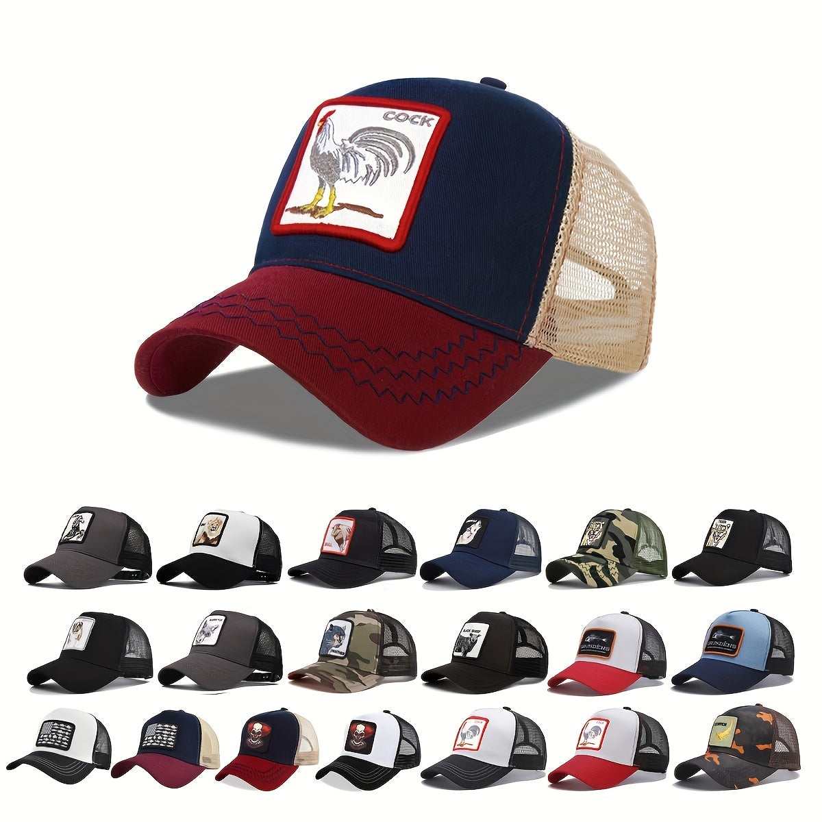 Mesh Breathable Trucker Hat Cartoon Patch Baseball Cap Women