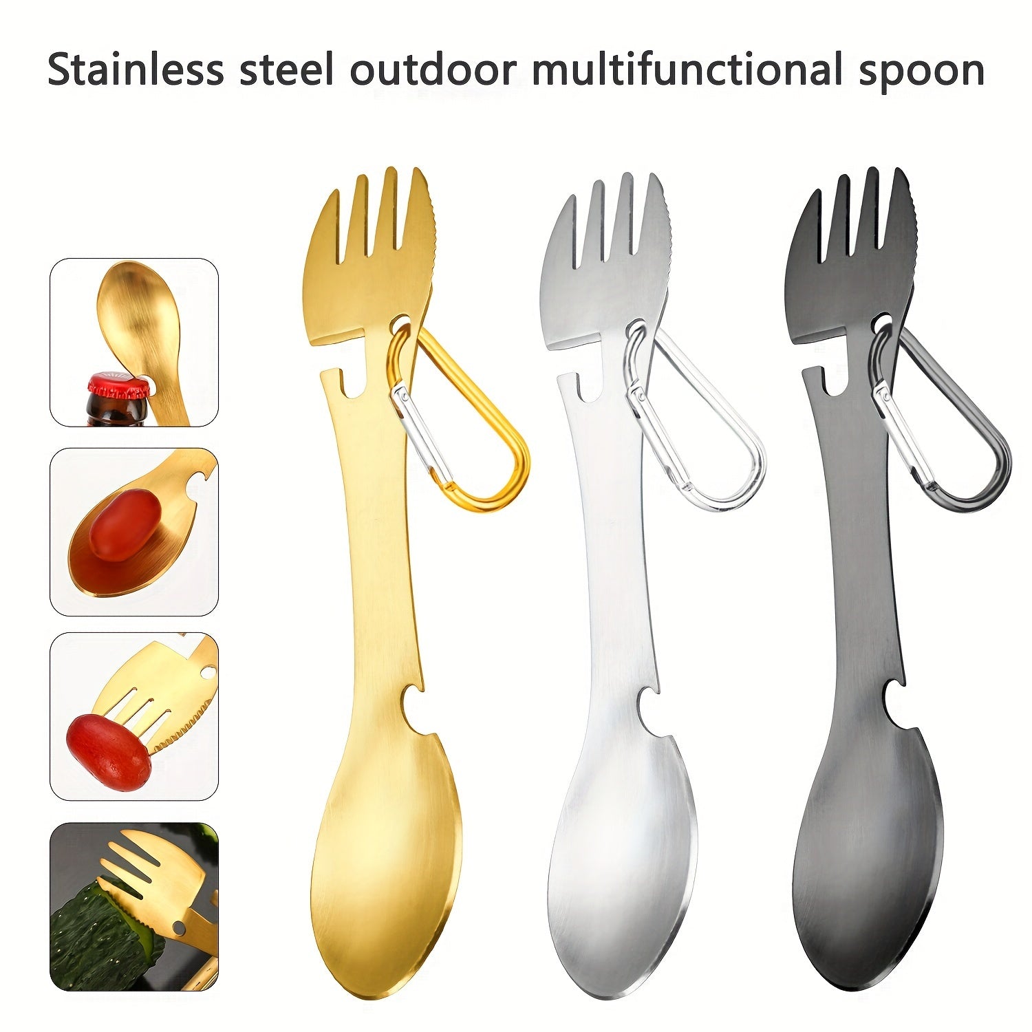Portable 5-in-1 Stainless Steel Tableware Set for Outdoor Activities
