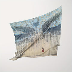 Men's Vintage Calligraphy Handkerchief & Beige Ancient Towel