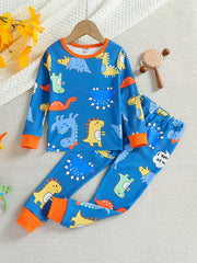 Dinosaur Pattern Kid's Pajamas 2pcs Set Soft Comfy PJ Set