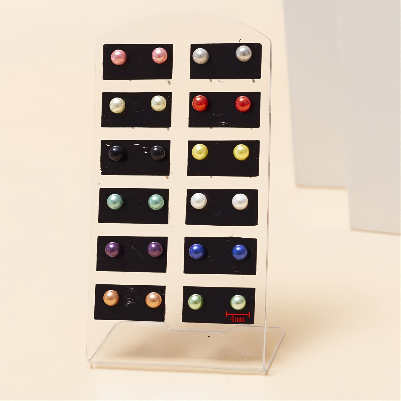 12 Pairs Colorful Pearl Ball Stud Earrings Men Women 6 8 10 12mm