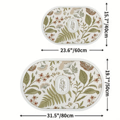 Quick Dry Floral Bath Mat Water Absorbent Non Slip Bathroom Rug