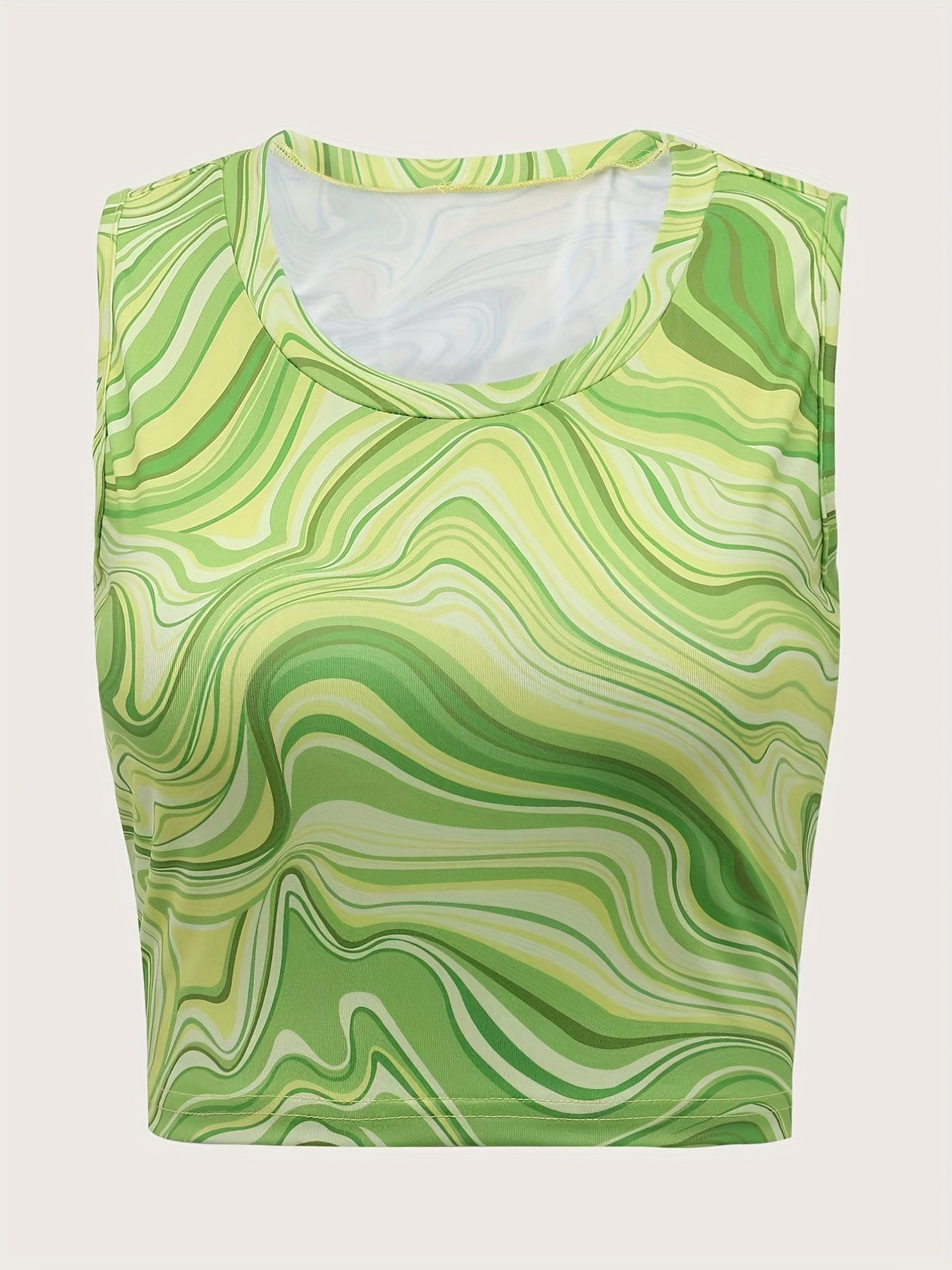 Marble Print Tank Top Crew Neck Sleeveless Y2K Summer Top