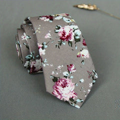 Men's Flower Print Necktie For Wedding Party And Daily Use
