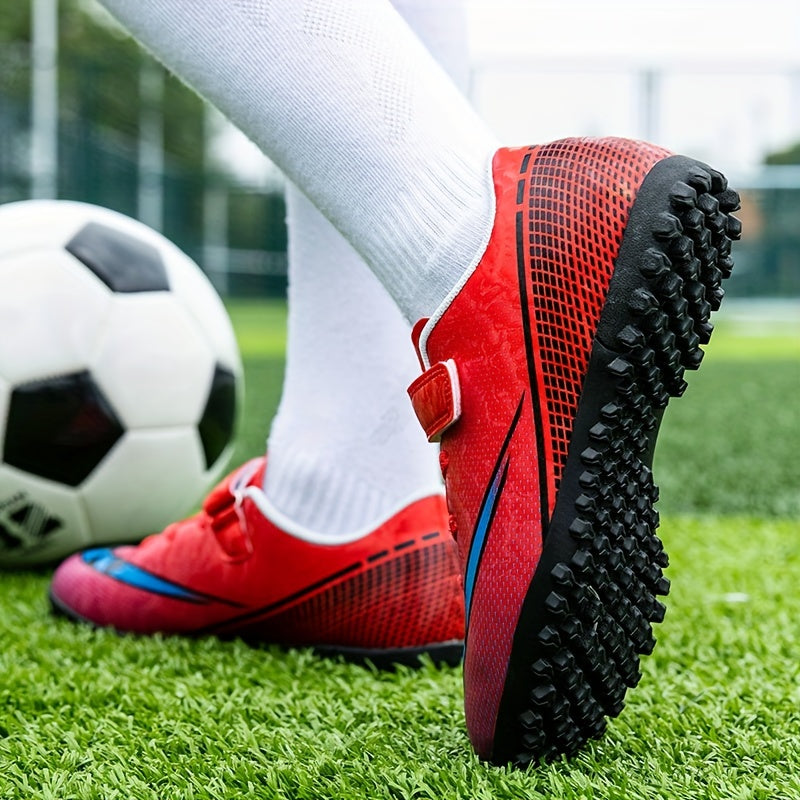 Boy's Turf Football Boots Hook Loop Fastener TF Soccer Cleats