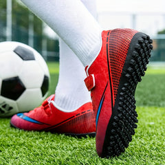 Boy's Turf Football Boots Hook Loop Fastener TF Soccer Cleats