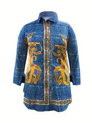  Baroque Print Shirt Dress