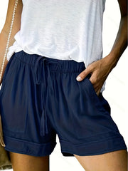 Drawstring Waist Patched Pocket Shorts Casual Summer Shorts