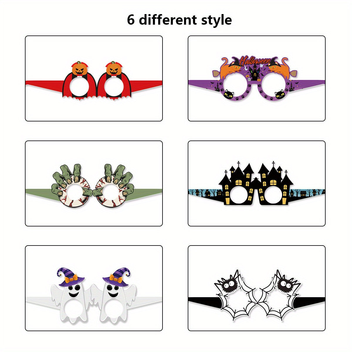 6PCS Halloween Party Decorations Paper Glasses Pumpkin Spider Witch Prop