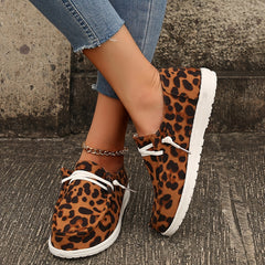 Leopard Print Flat Loafers Casual Stylish Shoes Women's Footwear