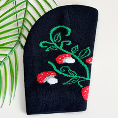 Red Mushroom Jacquard Beanie Lightweight Elastic Cartoon Knit Hat