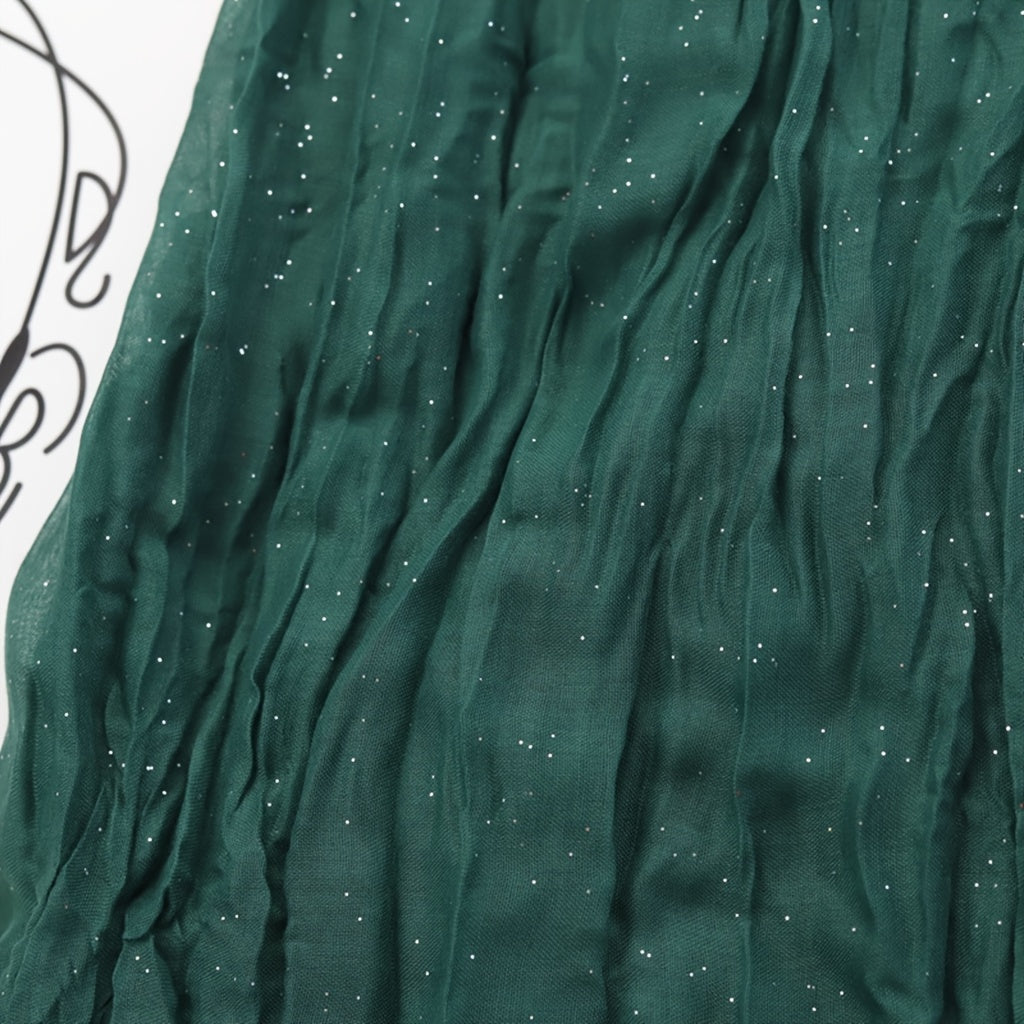 Vintage Dark Green Crinkle Shawl Hijab Windproof Head Wrap